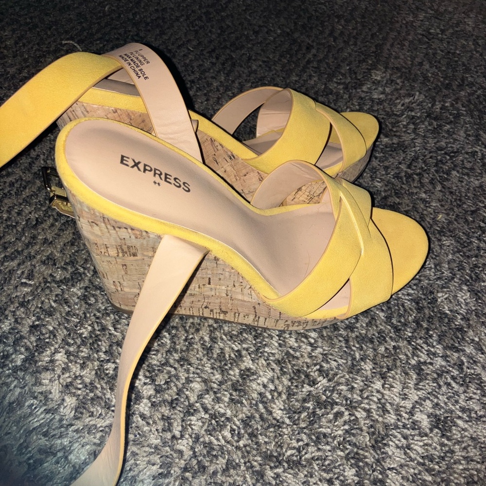 Express Yellow Wedge Sandals